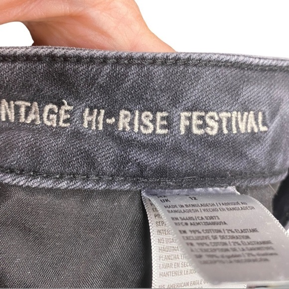 American Eagle Vintage High Rise Destructed Shorts Black - Picture 5 of 6